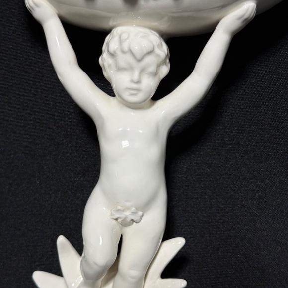 Ardalt Vintage 10" White Porcelain Cherub Wall Pocket Planter 1950-60's Japan - Picture 3 of 10